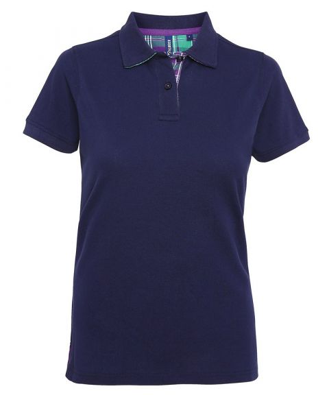 Women's check trim polo