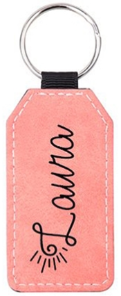 PU Leather Effect Key Ring Single Sided - Rectangle